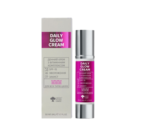 Денний крем з вітамінним комплексом Daily Glow Cream SPF15 Green Pharm, 50 мл
