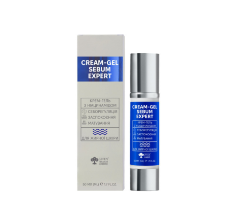 Крем-гель денний з ніацинамідом для жирної шкіри обличчя Sebum Expert Green Pharm, 50 мл