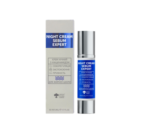 Нічний крем з ніацинамідом для жирної шкіри Sebum Expert Green Pharm, 50 мл