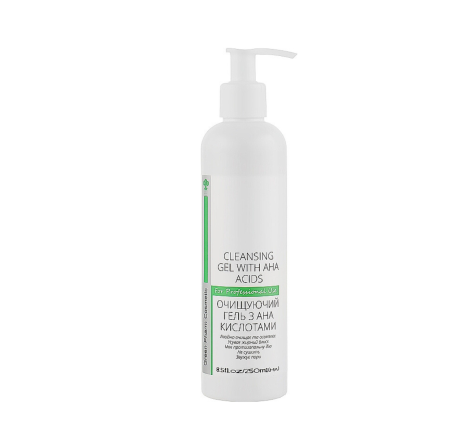 Очищающий гель с AHA кислотами Cosmetic Cleansing Gel With Aha Acids Green Pharm, 250 мл