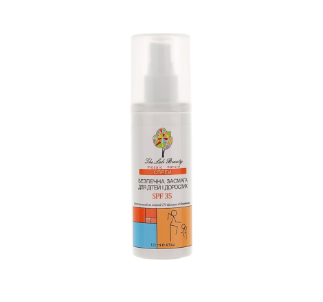 Спрей 'Безпечна засмага' для дітей та дорослих SPF 35 Spray Safe Tanning Green Pharm, 120 мл