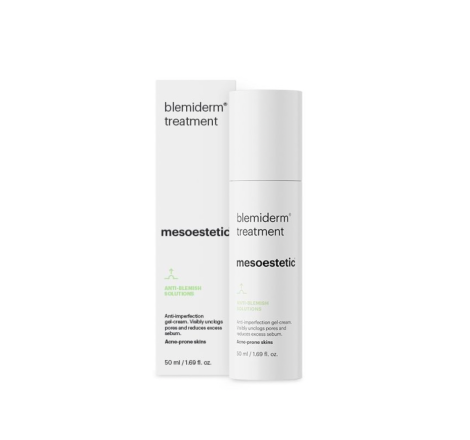 Нічний крем-гель для жирної шкіри обличчя з акне Blemiderm Treatment Mesoestetic, 50 мл