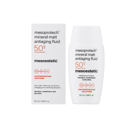 Мінеральний матуючий антивіковий крем Mineral Matt Antiaging Fluid SPF 50+ Mesoestetic, 50 мл