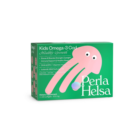 Дієтична добавка омега-3 із тріски з вітамінами А і D3 Kids Omega-3 Perla Helsa, 120 шт