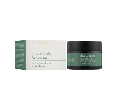 Зволожуючий крем для обличчя з органічним маслом листя оливи Olive & Herbs Face Cream Yellow Ros...