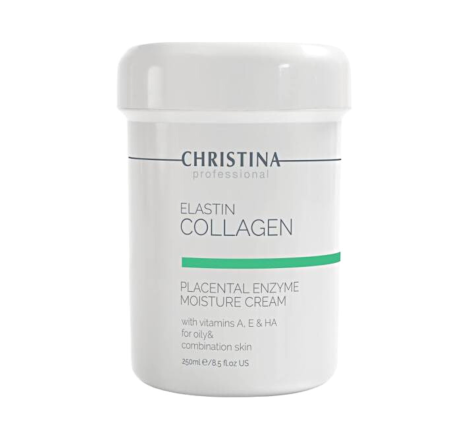 Зволожуючий крем для жирної шкіри обличчя Elastin Collagen Placental Enzyme Moisture Cream with Vit.A, E & HA Сhristina, 250 мл