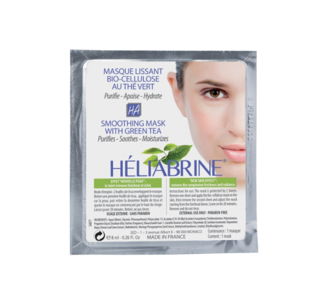 Біоцелюлозна протизапальна маска із зеленим чаєм Smoothing Mask with Green Tea Heliabrine, 8 мл